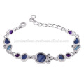 Silver Bracelet with Kyanite, Amethyst and Swiss Blue Topaz